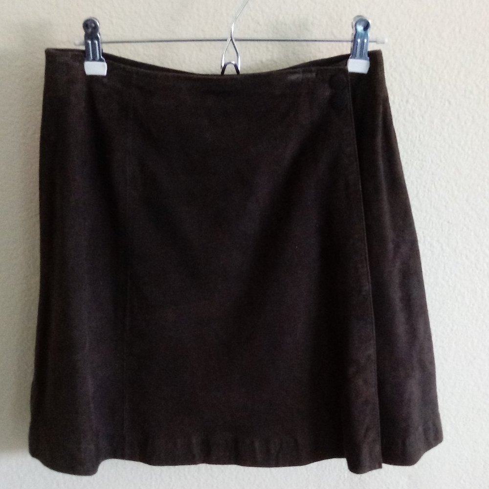 INC Brown Suede Wrap Mini Skirt